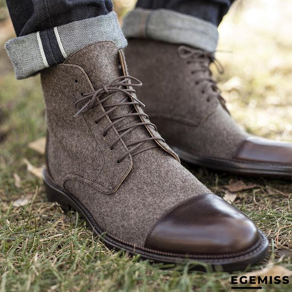 Handmade Color Stitching Suede Ankle Boots | EGEMISS