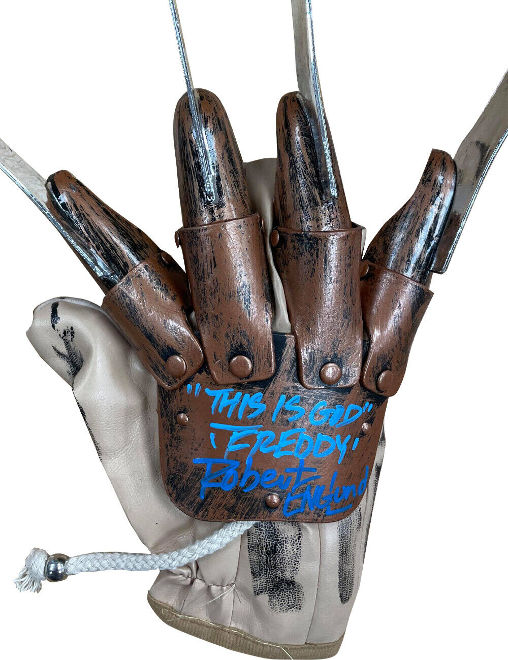 Freddy Krueger Plastic Glove This is God Blue Signed by Robert Englund 100% COA