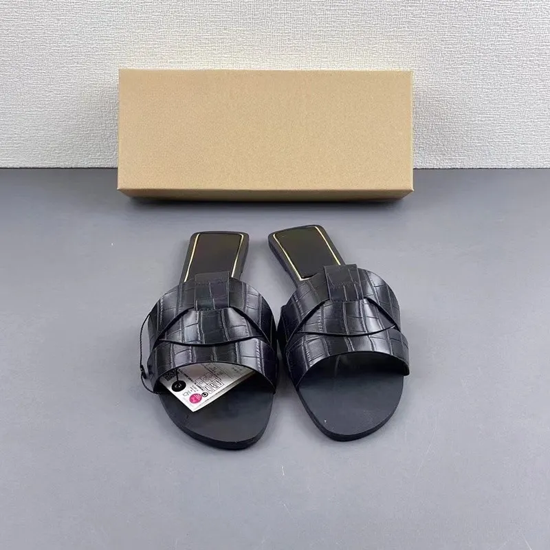Breakj Breakj Home 2025 New Women's Shoes French High-End Slippers New Cross-Slip Shoes With Comfortable Flat Sandals