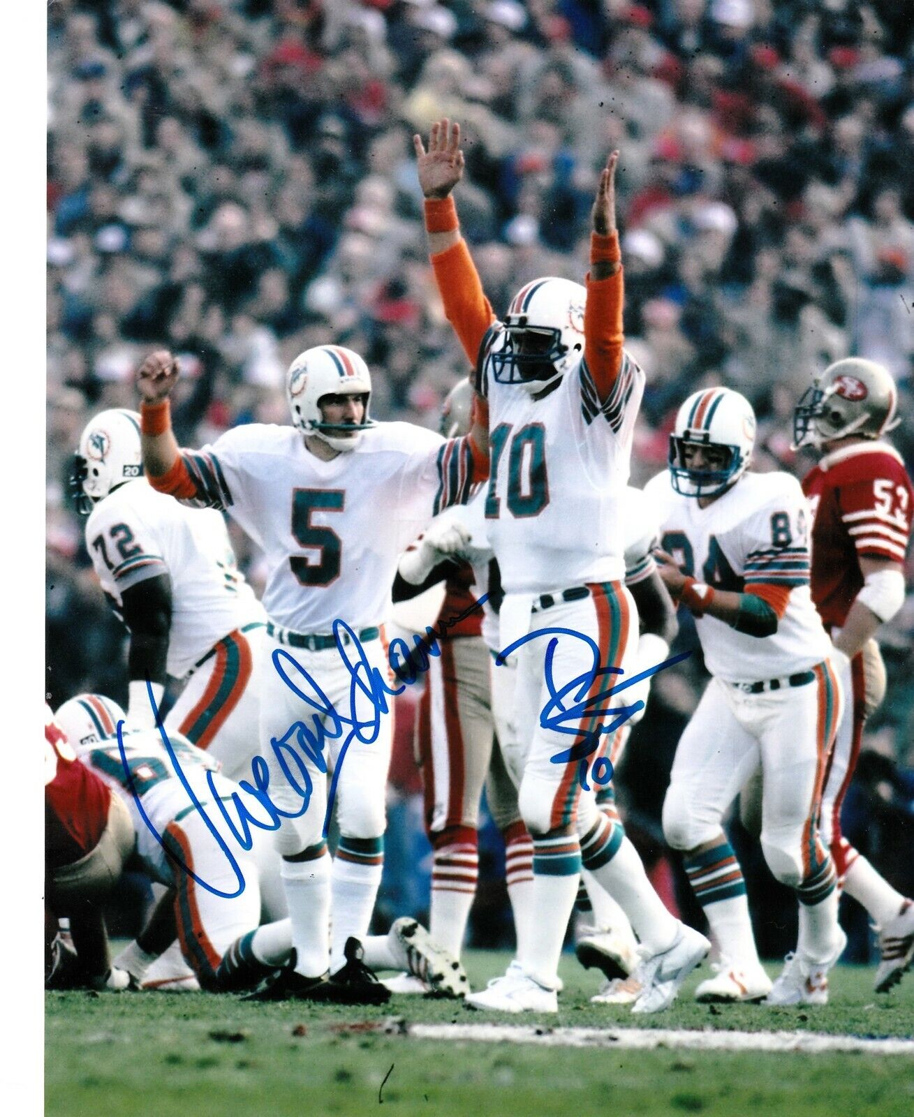 UWE VON SCHAMANN / DON STROCK MIAMI DOLPHINS ACTION SIGNED 8x10