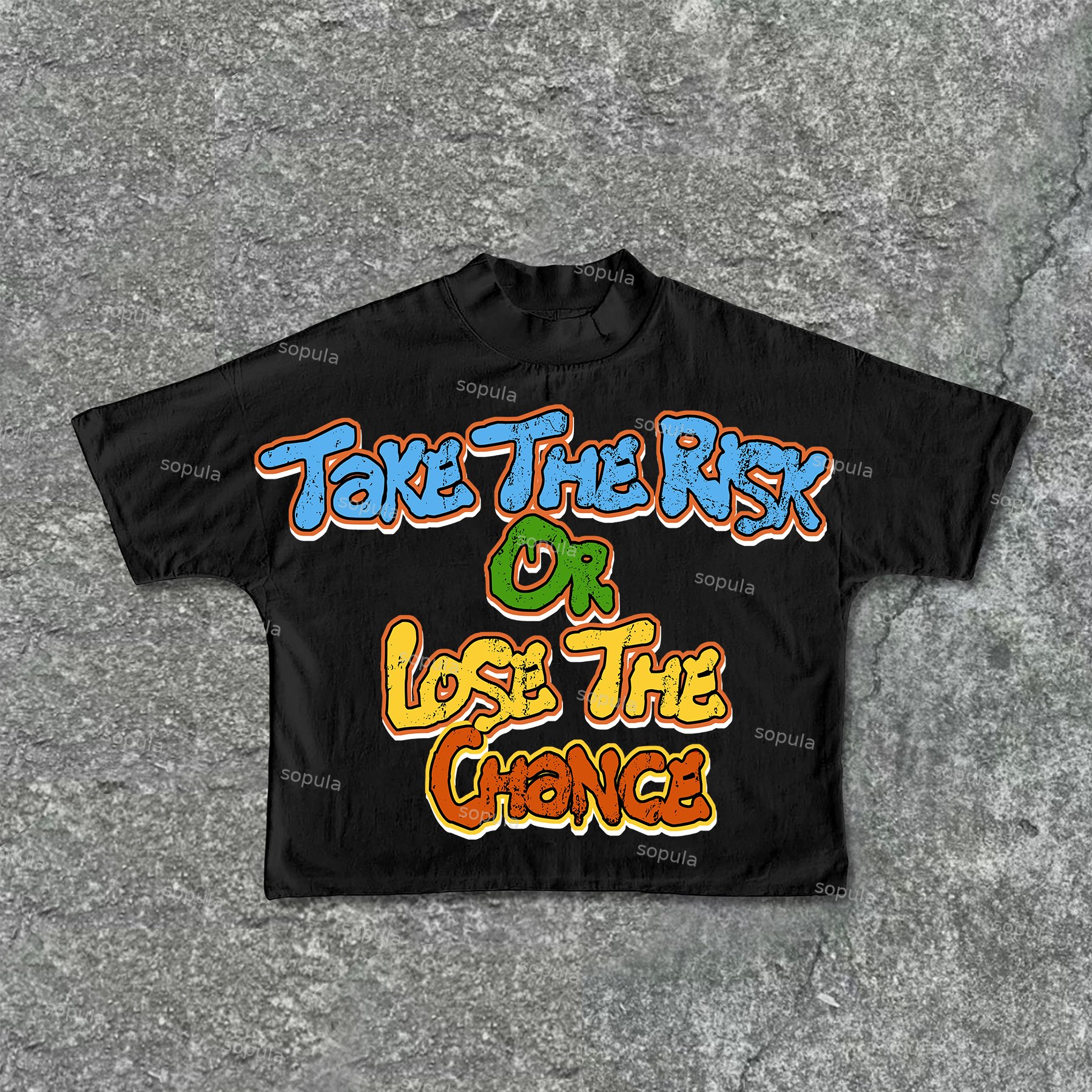 Sopula Take The Risk Or Lose The Chance Graphic Print Cropped T-Shirts - SOPULA