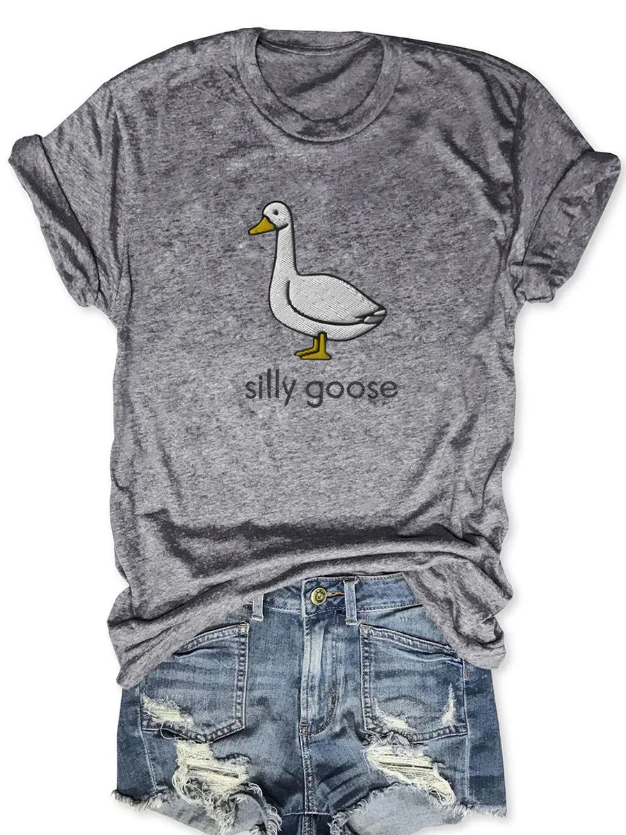 Eagerlys Embroidered Silly Goose T-Shirt Eagerlys