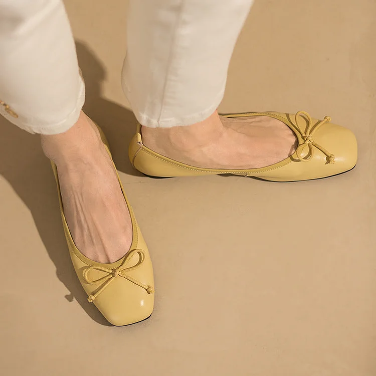 Women Bowknot Retro Leather Summer Flats Casual Shoes