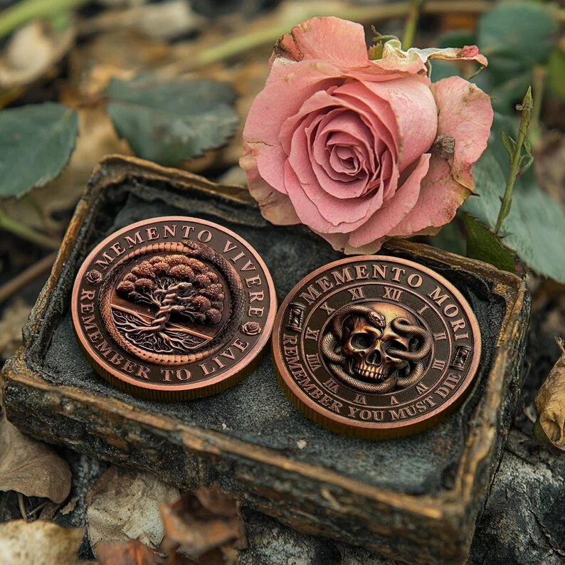 Memento Mori Coin Snake Skull Tree of Life