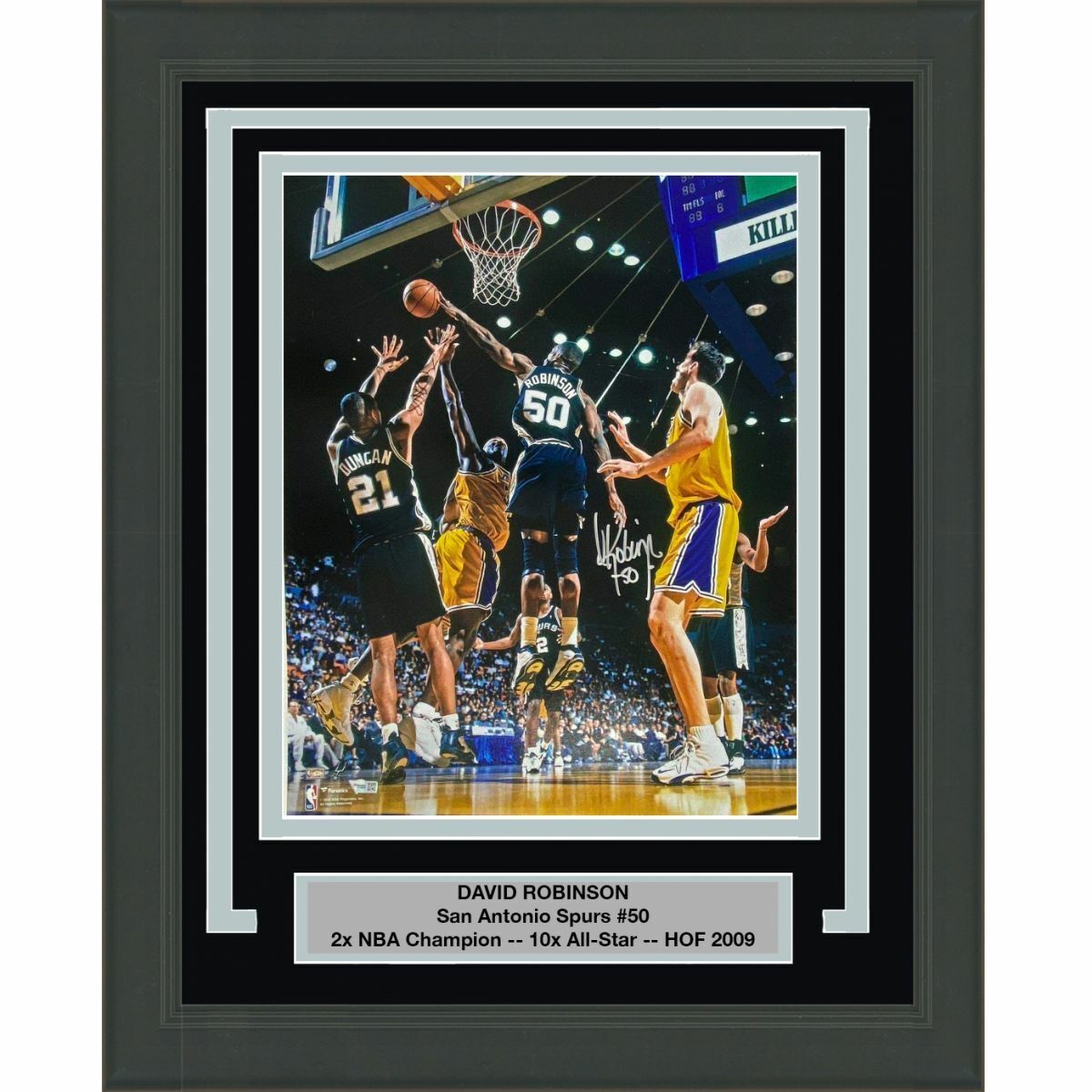 FRAMED Autographed/Signed DAVID ROBINSON SA Spurs 16x20 Photo Poster painting Fanatics COA Auto