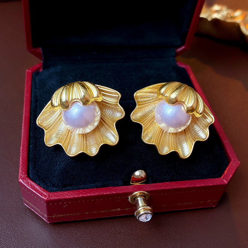 Medieval Pearl Geometric Copper Electroplating Earrings