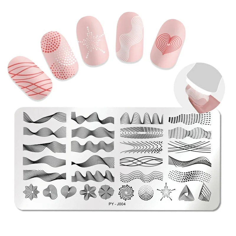 PICT YOU Rectangle Nail Stamping Plates Geometric Stainless Steel Nail Image Stamp  Stamping Template-Nail Inspo