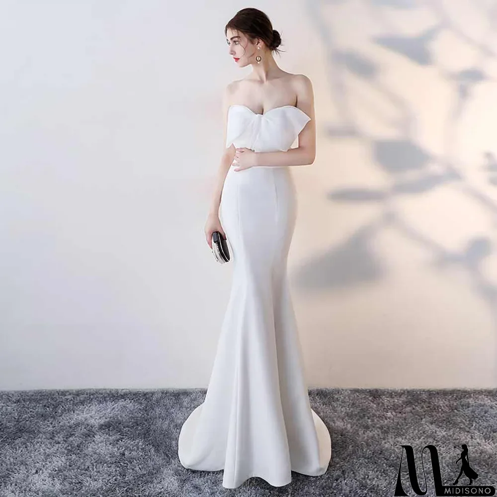 MidiSono - Evening Dress Sexy Formal Party Host Strapless Fishtail Slim Fit Short Dress