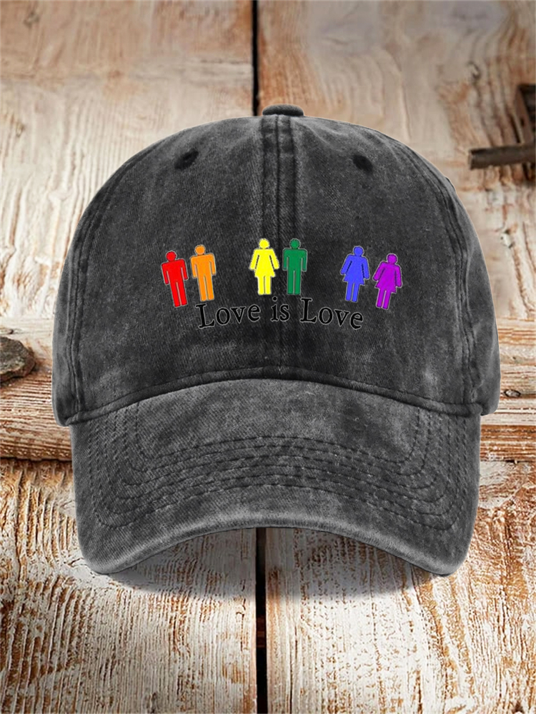 Comstylish Love is Love Print Washed Hat