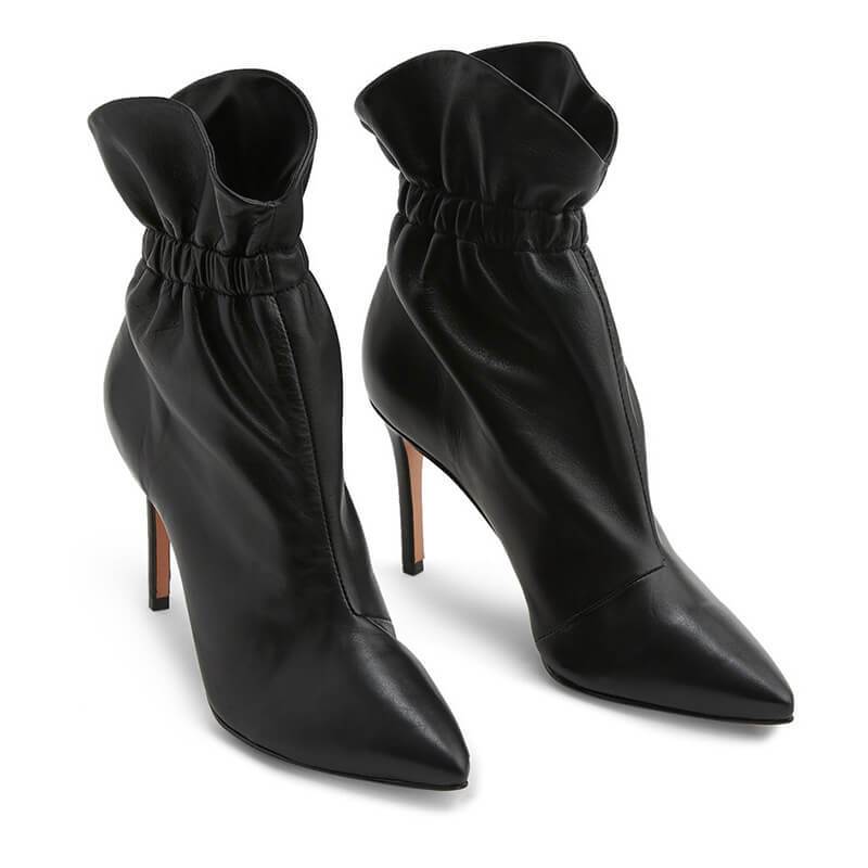 VCSHOES PU Plian Point Toe High Heel Ankle Boots