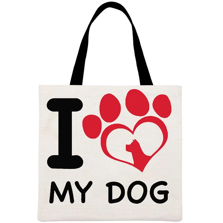 dog Printed Linen Bag