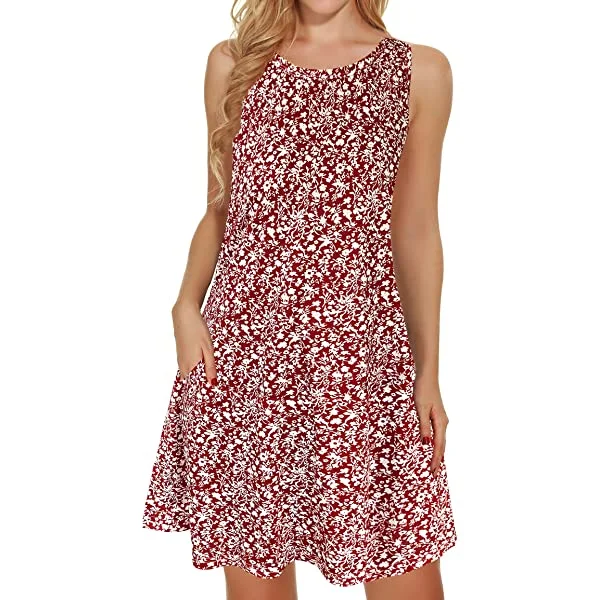 Summer beach beach beach dresses for Women Beach Floral Tshirt Sunbeach beach dresses Sleeveless Pockets Casual Loose Tank beach dresses Large Colorful