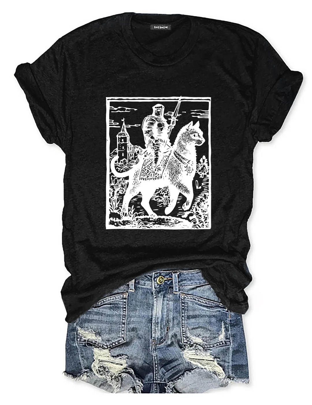Knight Cat Rider Vintage T-shirt