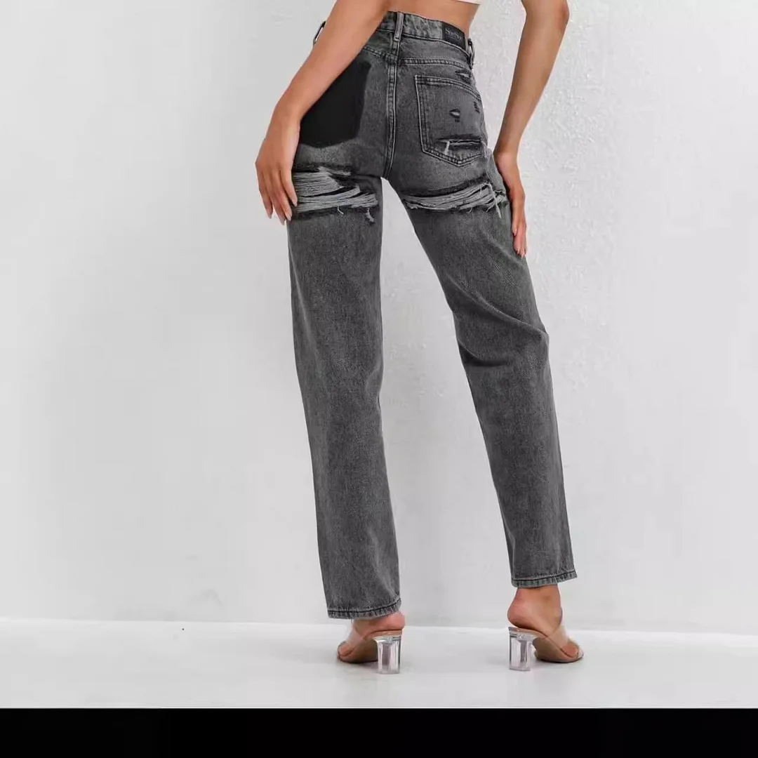 Nigikala Nigikala Blue Low-Rise Straight Tube Trousers Jeans Women's Small 2025 New Spring