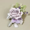 10PCS Violet Purple Wedding Catering Bridal Groom Guests Corsage Boutonniere Wrist Artificial Flower Bouquets