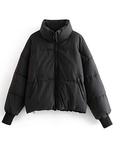  thdmladies Casual Padded Full Zip Stand Collar Puffer Jackets thedmladies