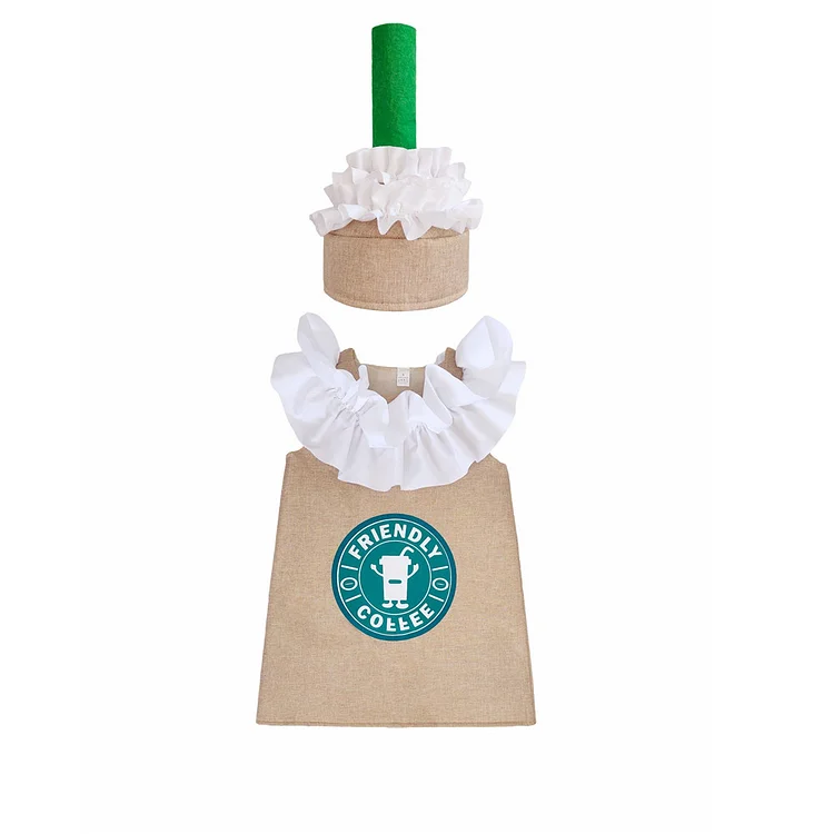 Kids Children Funny Coffee Milk Cover Stage Performance Outfits Drink Smock Cosplay Costume Halloween Carnival Suit