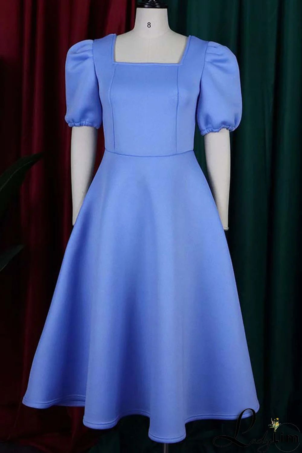 Yellow Elegant Solid Patchwork Square Collar Evening Dress Dresses