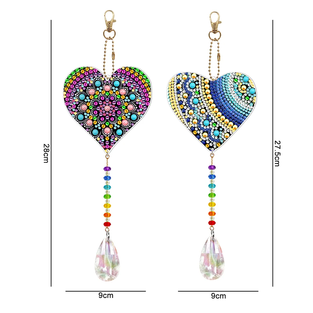2pcs DIY Diamond Painting Sun Catcher Pendant - Heart
