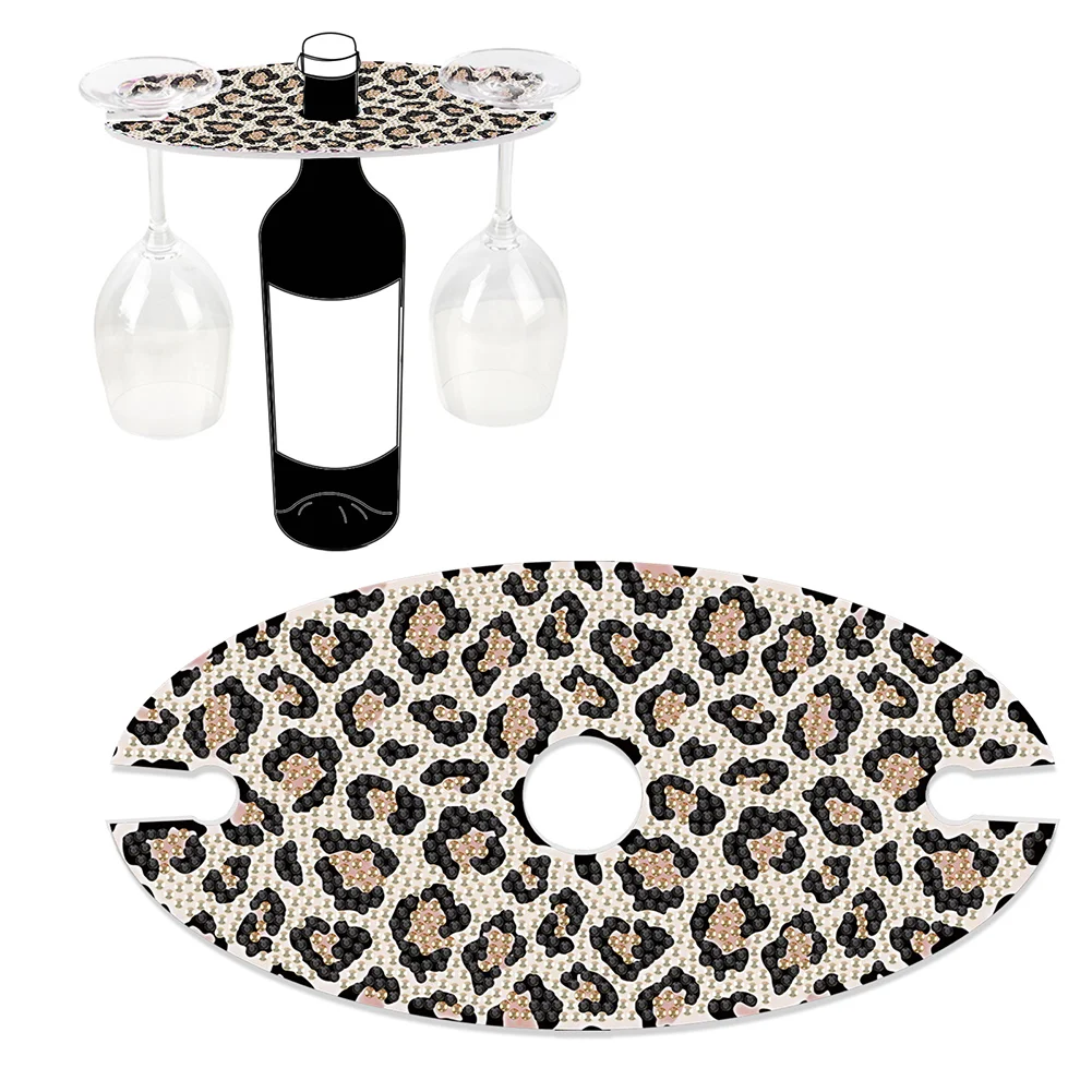 DIY Leopard Art Special Shape Acrylic Diamond Art Wine Glass Organizer for Bar