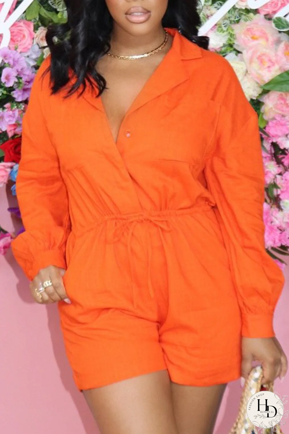 Cream White Casual Solid Patchwork V Neck Regular Jumpsuits