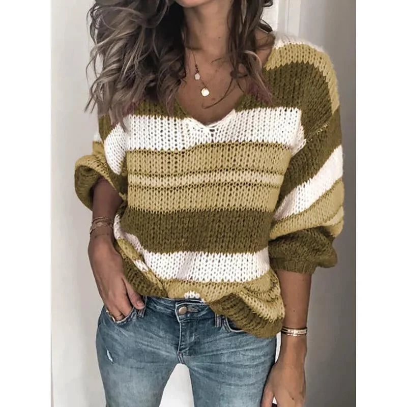 Color-Block Long Sleeve Sweater | EGEMISS