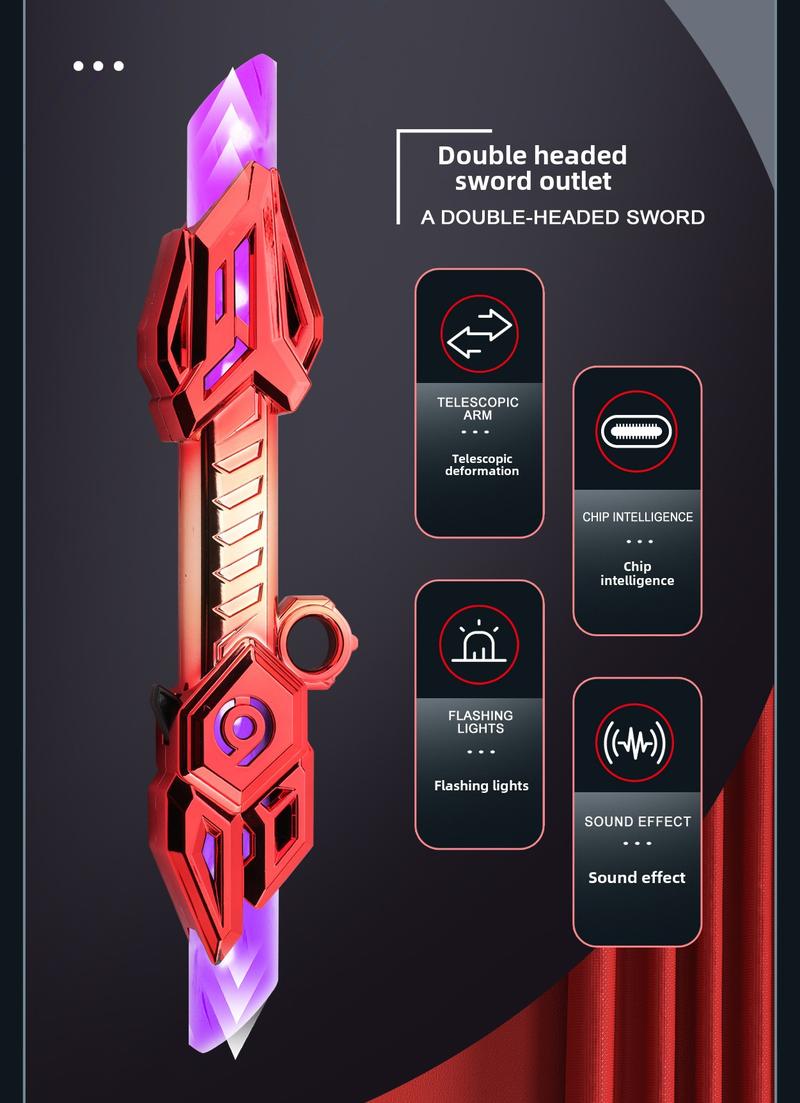 Product Introduction of New Leiteng Sound and Light Sword Cool Double-Headed Finger Rotating Laser Sword Telescopic Flash Blade Children's Luminous Toys 1