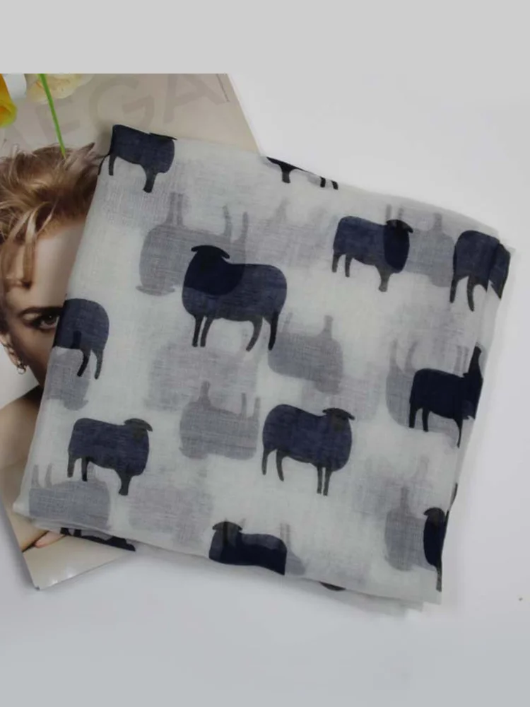 Cartoon Sheep Pattern Animals Lover Essential Scarf