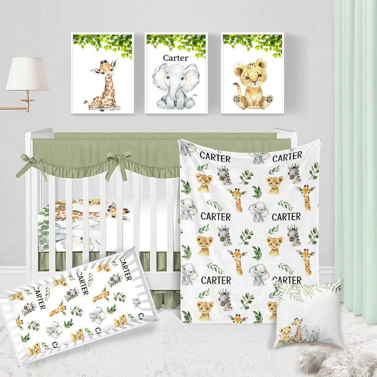 Personalized Animals Crib Bedding Set|Bed30