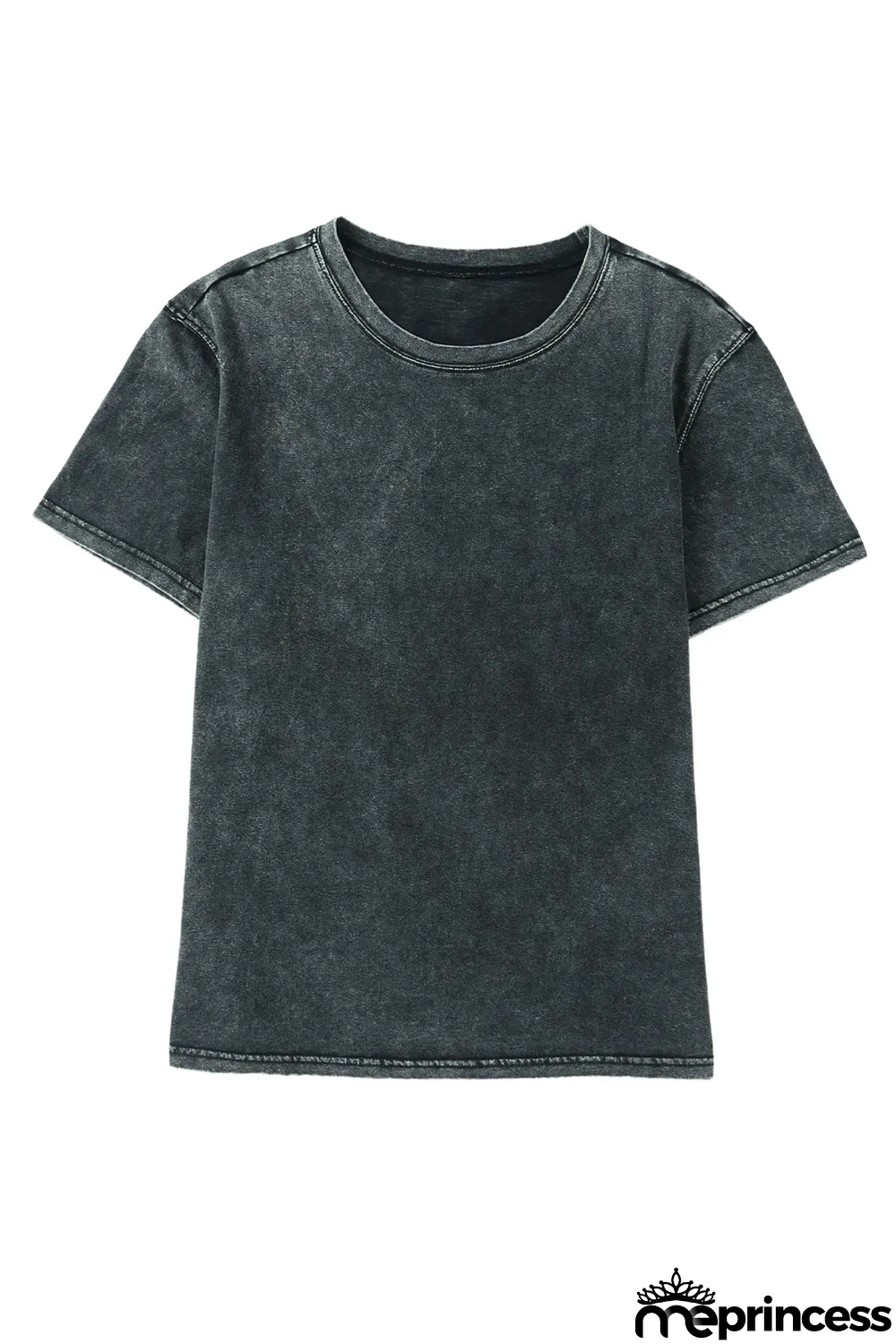 Black Mineral Washed Casual Short Sleeve Tee