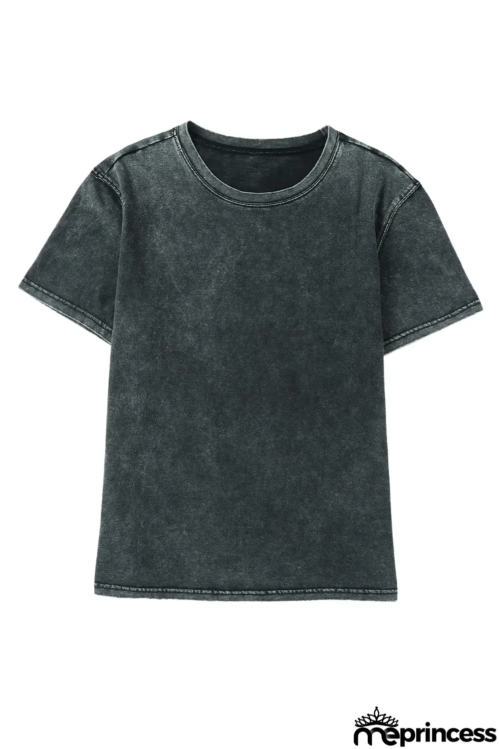 Black Mineral Washed Casual Short Sleeve Tee
