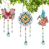 6Pcs DIY Diamond Painting Wind Chimes Crystal Window Suncatcher Craft Set Birthday Gifts Home Garden Decor