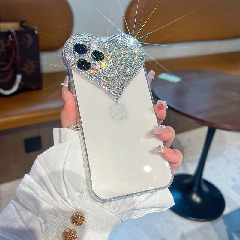 Luxury Bling Full Rhinestone Heart Bumper Case for iPhone
