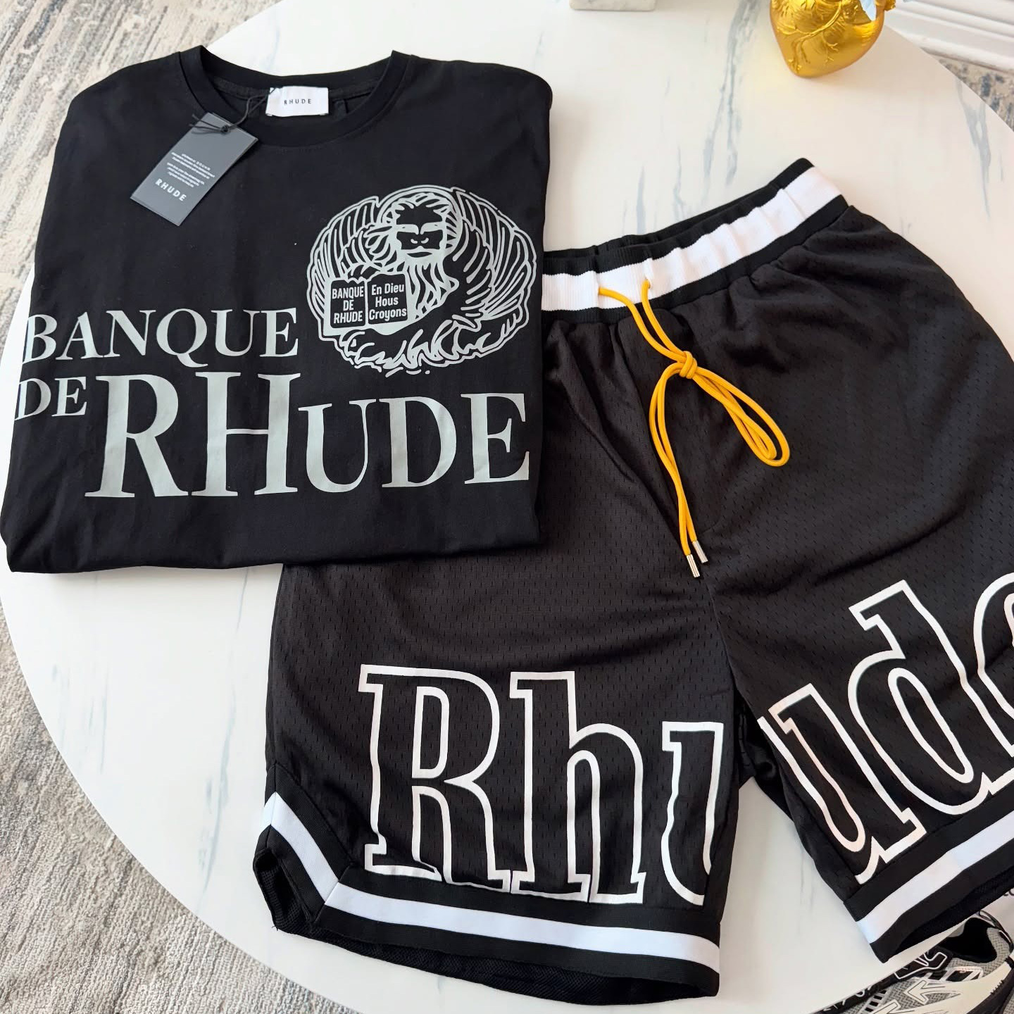 Rhude Classic White Logo T-Shirt And Shorts Co-Ord