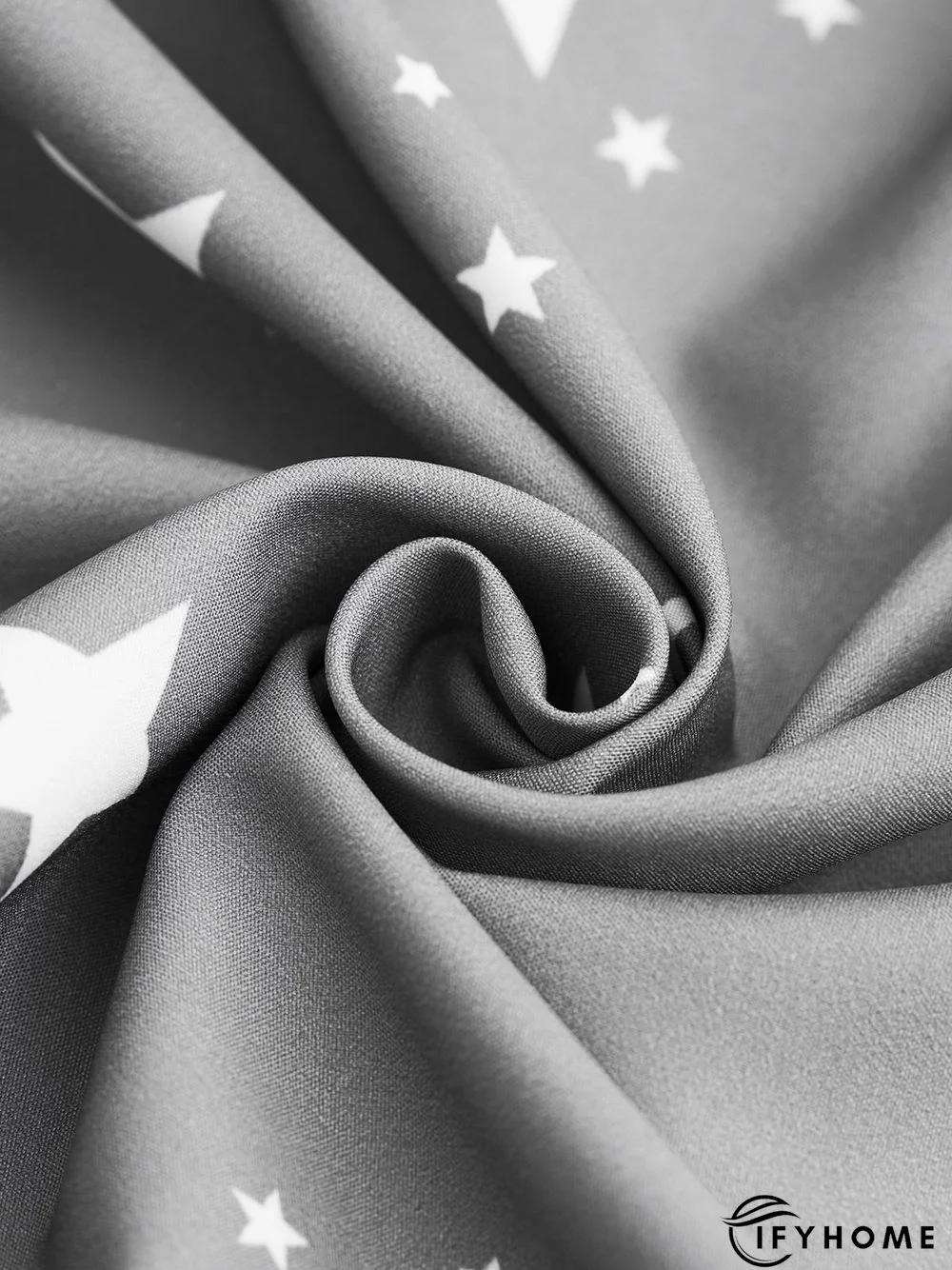 Gray Star&Moon Printed Stand Collar Half Sleeve Casual Shift Top | IFYHOME