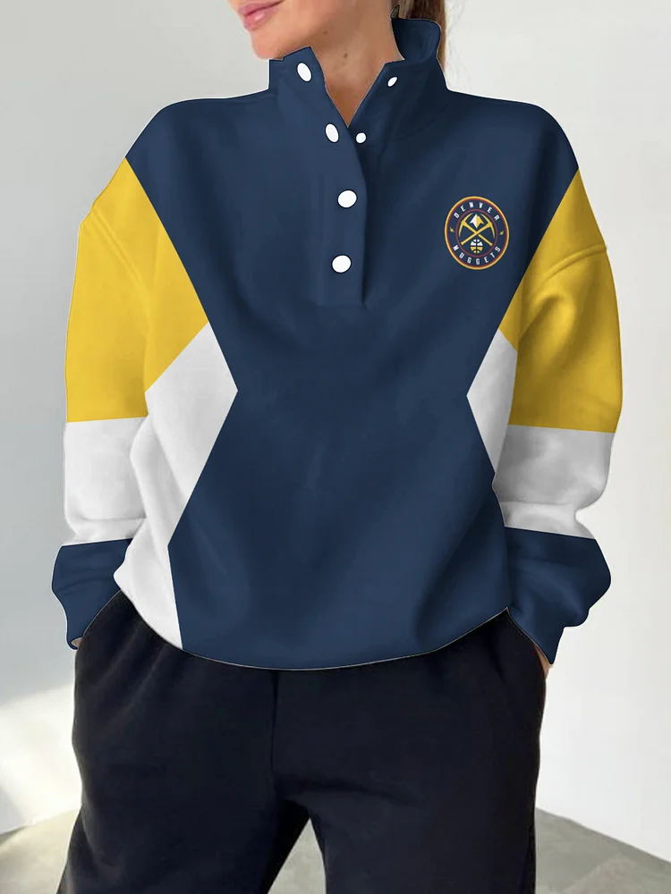 Denver Nuggets 2025 New Design Casual Snap Mockneck Pullover