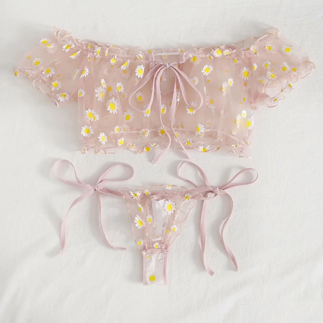 Billionm Floral Lace Underwear for Women Erotic Lingerie Sex Transparent Mesh Bra Sexy Lingerie Thong Sets Babydoll Porno Erotic Costumes