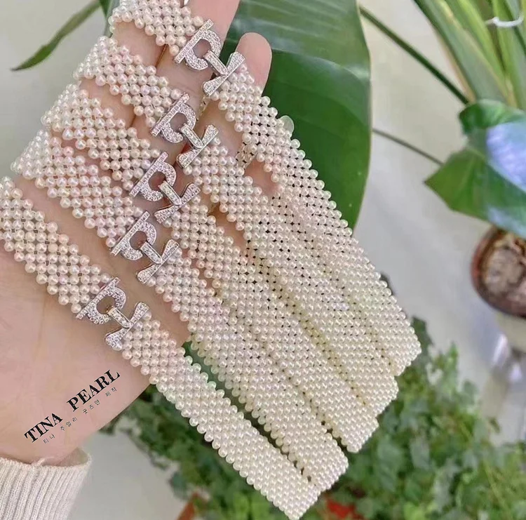 TINA Jewelry Fresh water pearl pure hand-woven high-grade lace pearl necklace