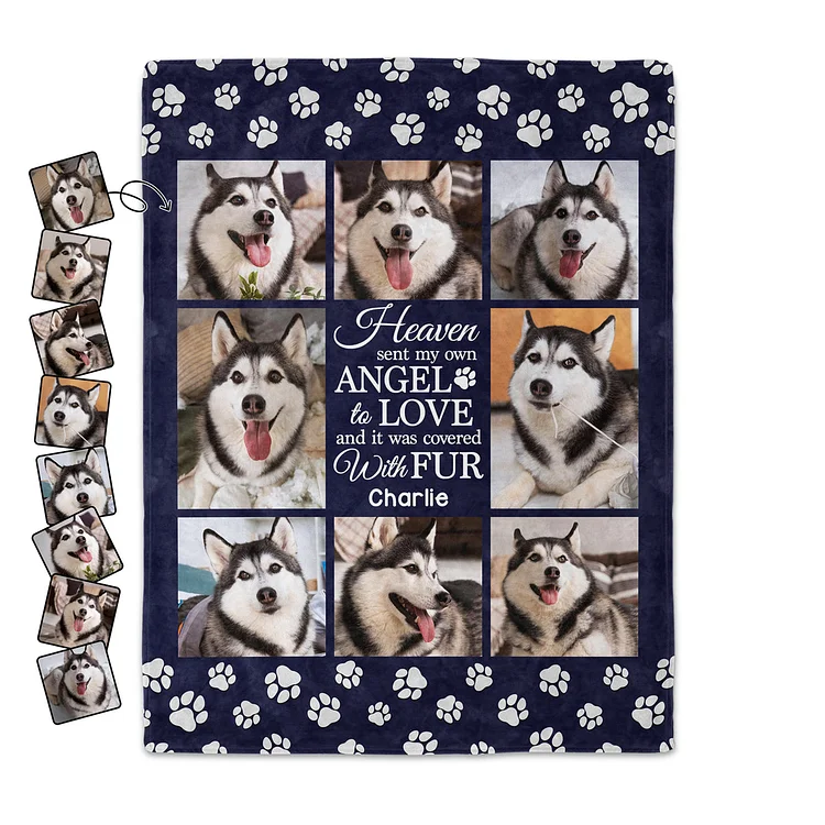 Custom Photo Heaven Sent My Own Angel To Love - Birthday, Loving Gift For Dog Lover, Cat Mom, Pet Loss - Personalized Custom Blanket, 21 Color Option[personalized name blankets][custom name blankets]