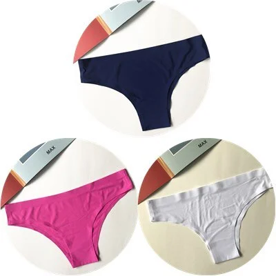 New Fashion Ice Silk Seamless Briefs Plus Size Sexy Breathable Solid Pure Color Black Low-Rise Panties Women Underwear Briefs