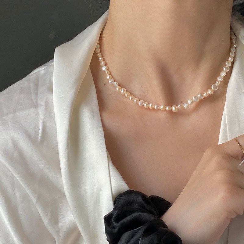 Irregular Freshwater Layered Pierced Pearl Necklace