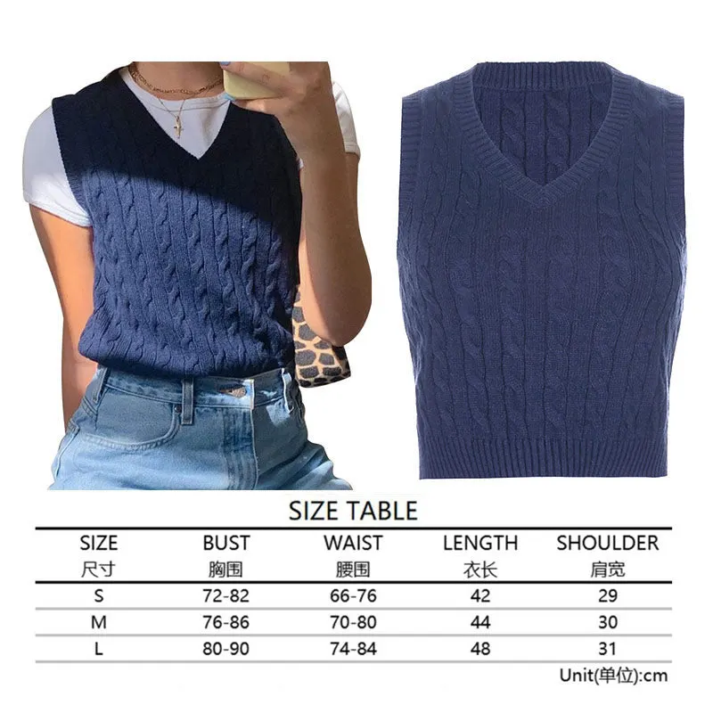 Argyle Sweater Vest Women  Black Sleeveless Plaid Knitted Crop Sweaters Casual Autumn Preppy Style 2020 tops V Neck Vintage