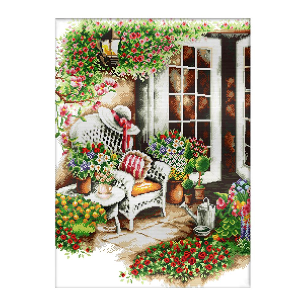 

Cozy in front of the house - 14CT Stamped Cross Stitch - 44*58cm, 501 Original