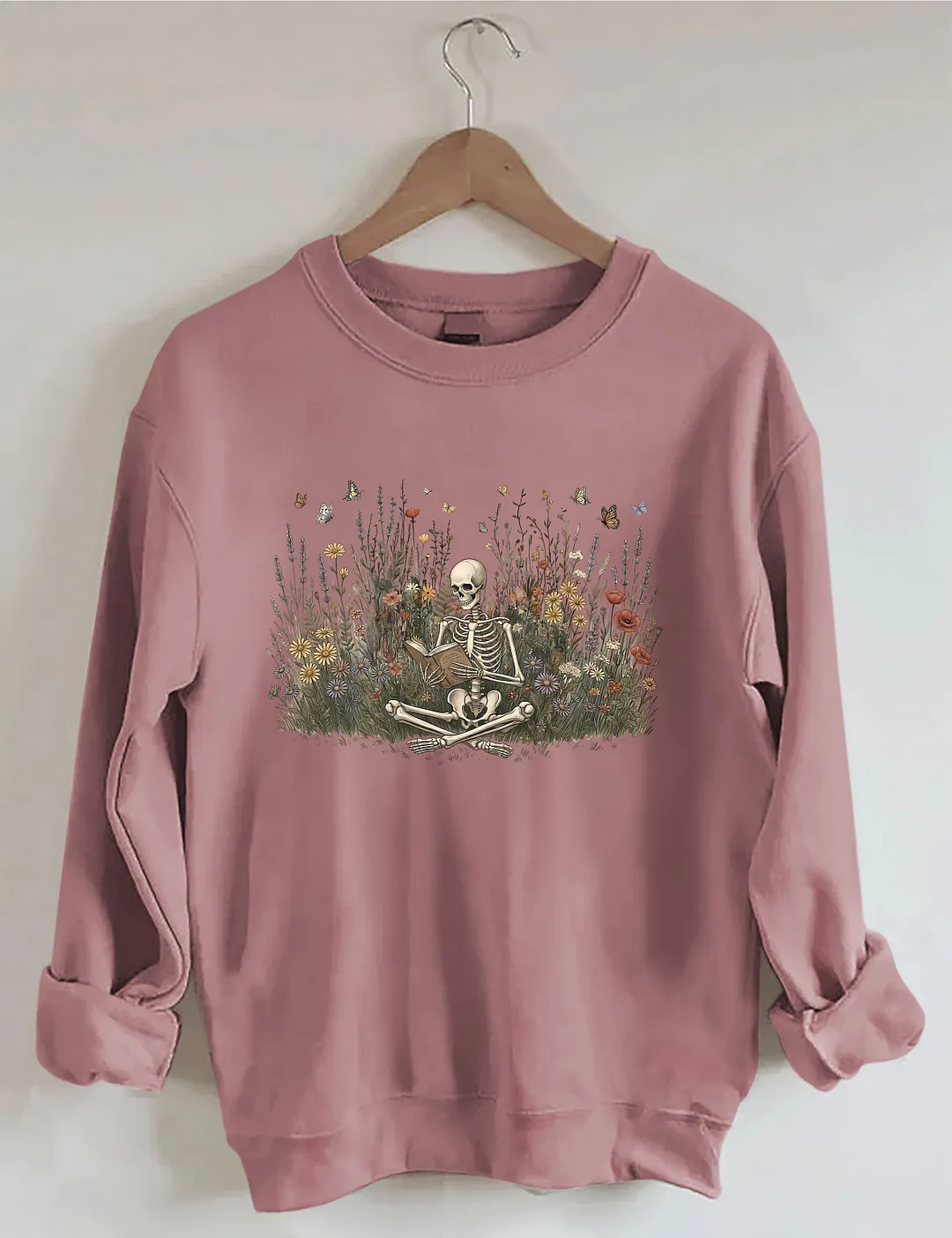 Skeleton Reading Book Sweatshirt