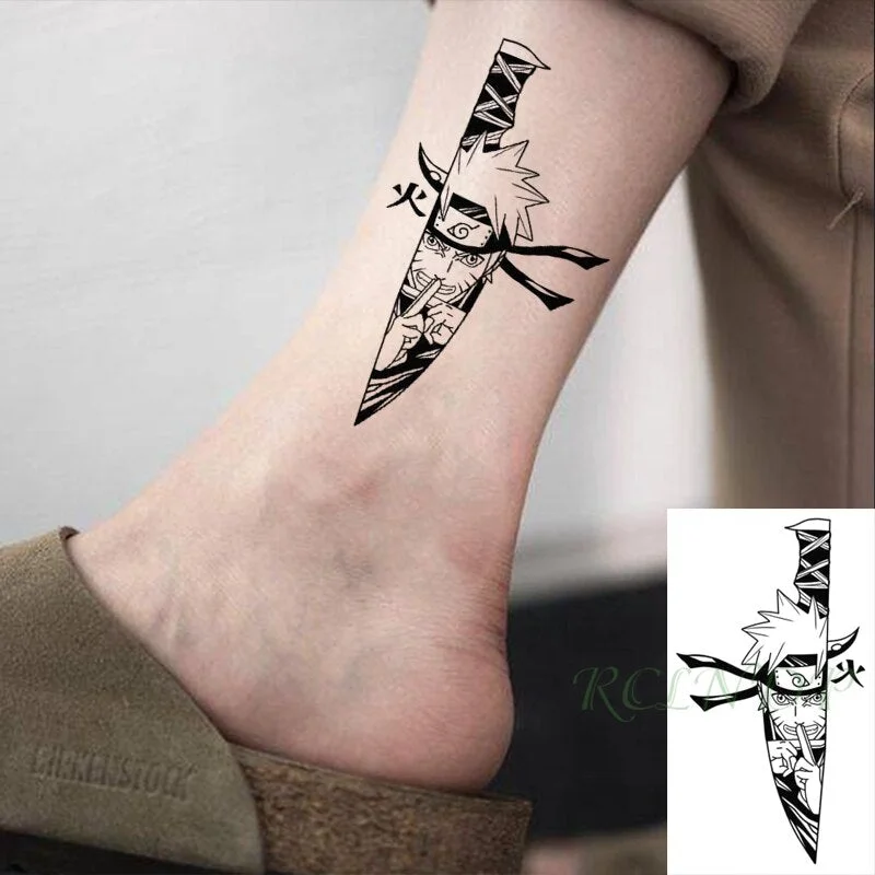 Waterproof Temporary Tattoo Sticker anime Cartoon Boy Knife Tatto Flash Tatoo Fake Tattoos Small Size Art for Kids Men Women