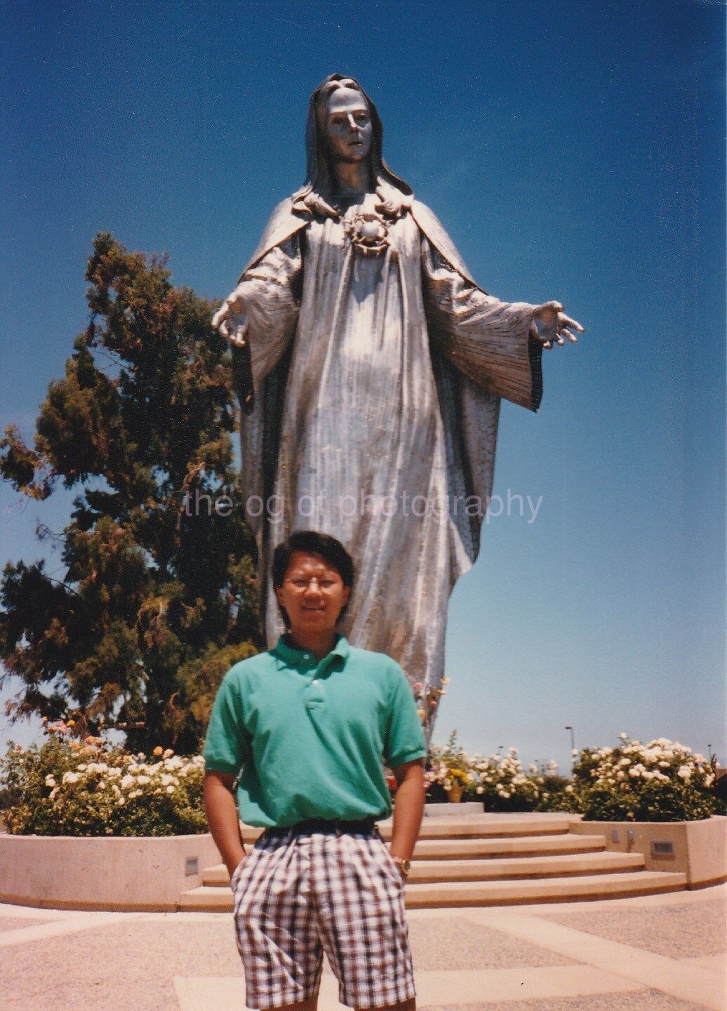 STATUE JIMMY Vintage FOUND Photo Poster painting Original COLOR SnapshotDD 84 13