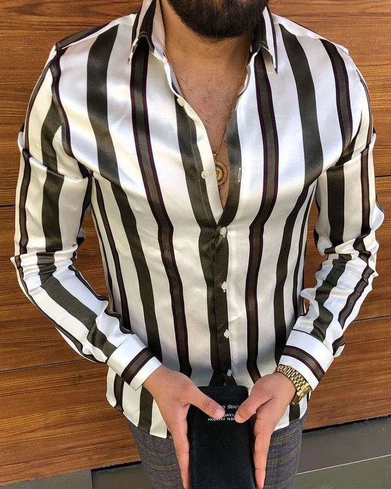 Casual Striped Textured Long-sleeved Shirt
