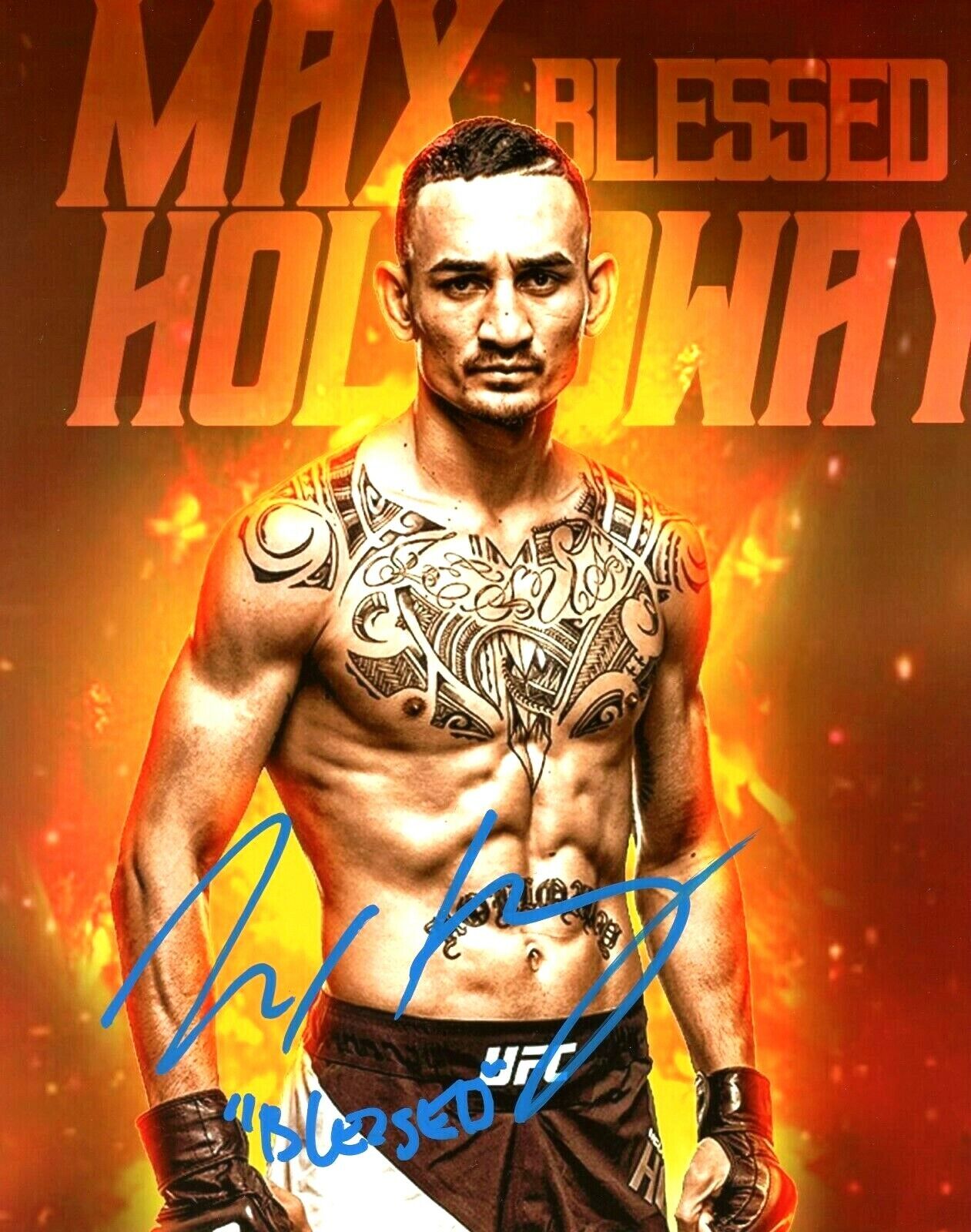 UFC MAX HOLLOWAY HAND SIGNED AUTOGRAPHED INSCRIBED 8X10 Photo Poster painting WITH PROOF & COA 1