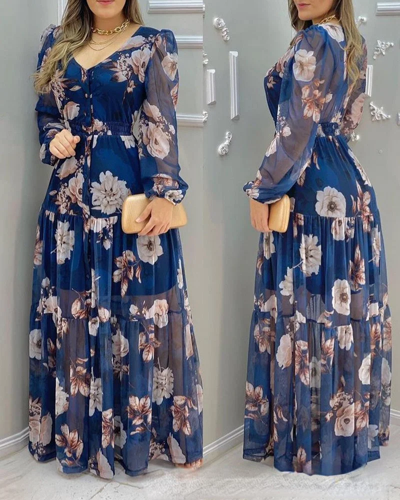 New Women's Printed Chiffon Dress