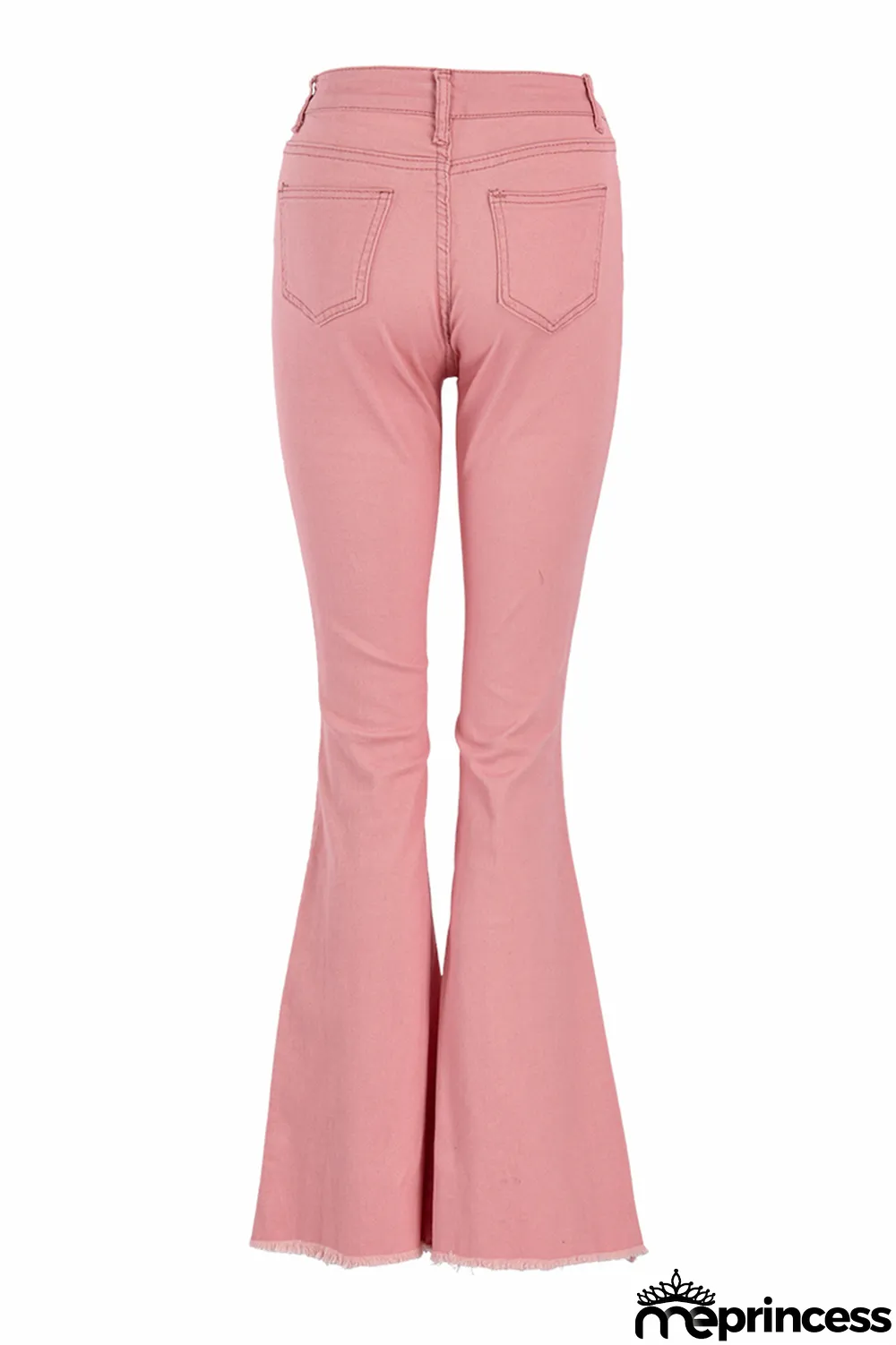 Pink Fashion Casual Denim Flared Pants